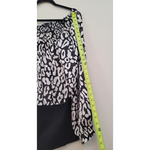 INC Int'l Concepts Silk Snake Skin Print Black White Long Sleeve Blouse Sz.18W - Picture 8 of 9